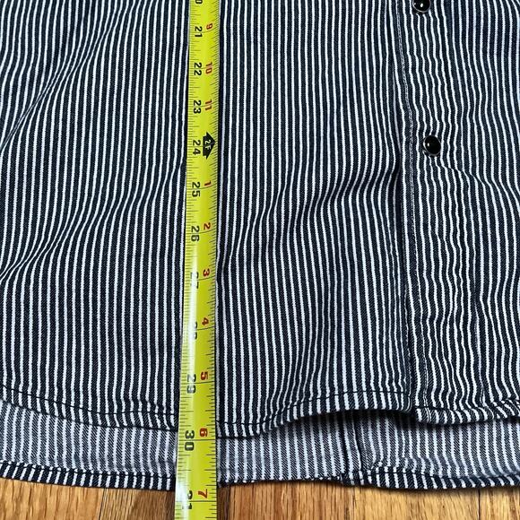 Hickory Striped Black Snap Button Long Sleeve Shirt Freude Japan Brand 3L XL - Picture 4 of 10